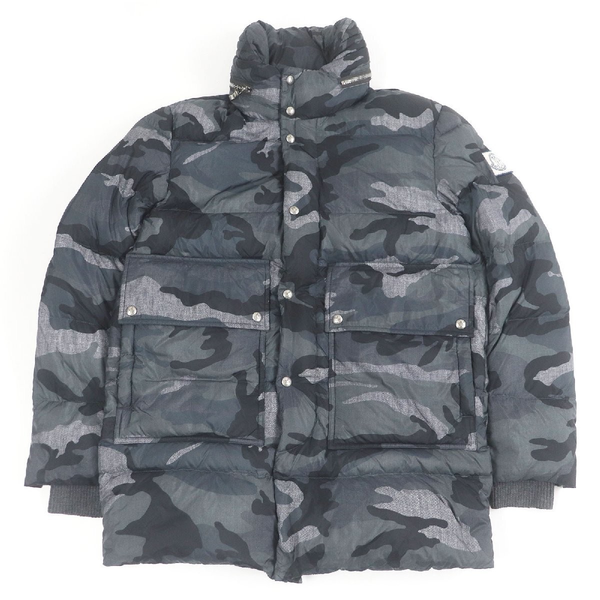 MONCLER GAMME BLEU GIACCONE Camouflage Hooded Puffer Jacket Navy