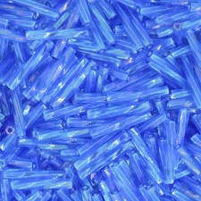 Miyuki Twisted Bugle Beads 2x12mm Transparent Sapphire Blue AB 13GM