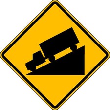 Lyle W7-1-24Ha Hill Traffic Sign, 24 In Height, 24 In Width, Aluminum, Diamond,