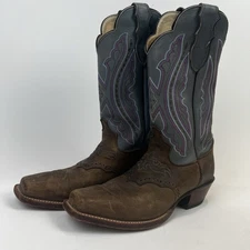 Justin Women’s Cowboy Boots Minick Dusk Color Leather Square Toe Size 8.5 B