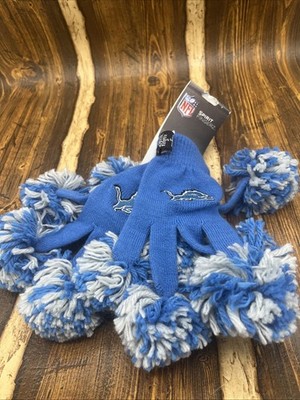 NFL Detroit Lions Spirit Fingerz Winter Gloves With Pom Poms NWT