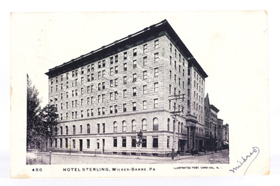 Hotel Sterling Wilkes-Barre Luzerne Co Postcard 1908 The Diamond City USA