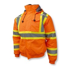 SJ11QX Class 3 X-Back Quilted Bomber Jacket , Hood - Hi Vis OR - 3XL