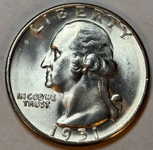 1951 S Washington Silver Quarter Gem BU Uncirculated MS++ 25c Coin . SILVER!!!