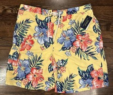 NEW Polo Ralph Lauren Men's Kailua Floral Classic Fit Swim Trunks Yellow XLT
