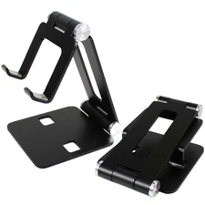 Cell Phone Stand, Fully Foldable, Adjustable Desktop Phone Holder, Black Sliver 