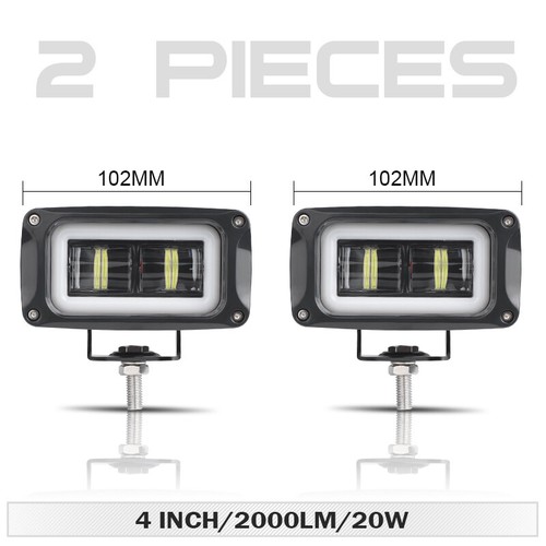 2x 4inch LED Work Light Bar Driving Spot Pods Fog Offroad DRL White Halo SUV 8D - Picture 12 of 12