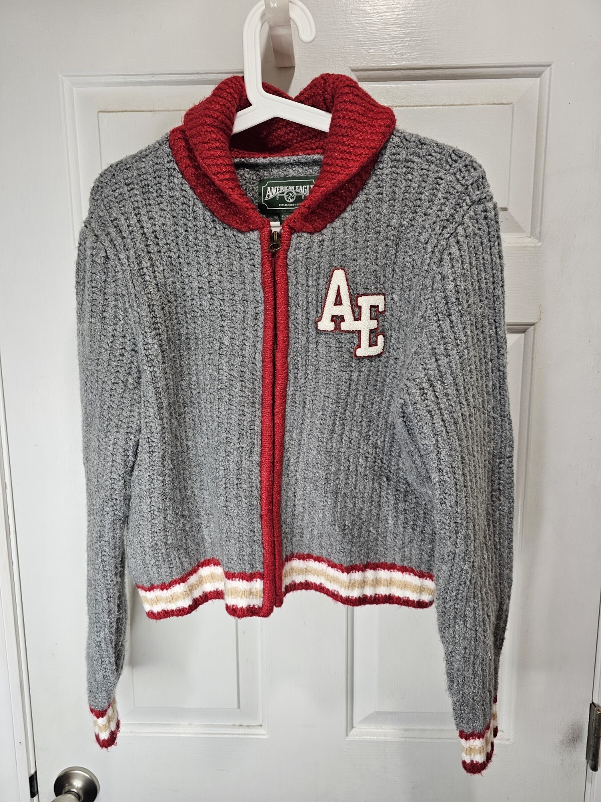 American Eagle Patchwork Knit Cardigan Sweater si… - image 6