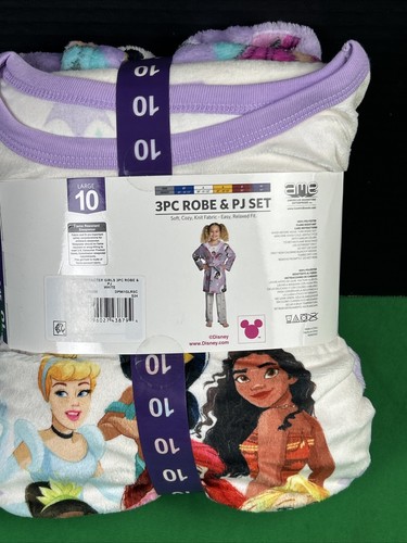 Disney Princess Girls 3 Piece Robe & Pajama Set Size L 10 - Picture 8 of 8