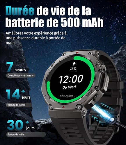 LIGE DM3 Fitness Montre Connectée 48mm GPS,Boîtier en Alliage,5ATM Étanche Montr - Photo 6 sur 9