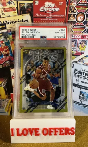 1996 TOPPS FINEST ALLEN IVERSON ROOKIE GOLD HEIRS RARE #280 W COATING PSA 8 #11