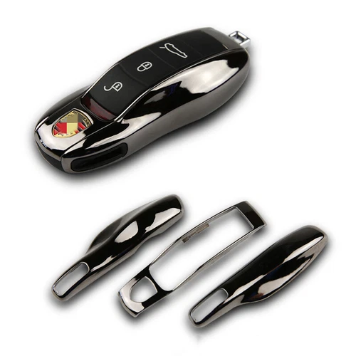 Black Car Key Fob Cover Shell OE For Porsche Cayenne Panamera Macan 911 Boxster - Picture 8 of 10