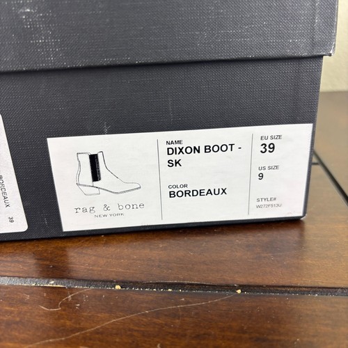 Rag & Bone New York Bordeaux Leather Dixon Boot - SK Women's Size 9 EU 39 NEW - Picture 20 of 21