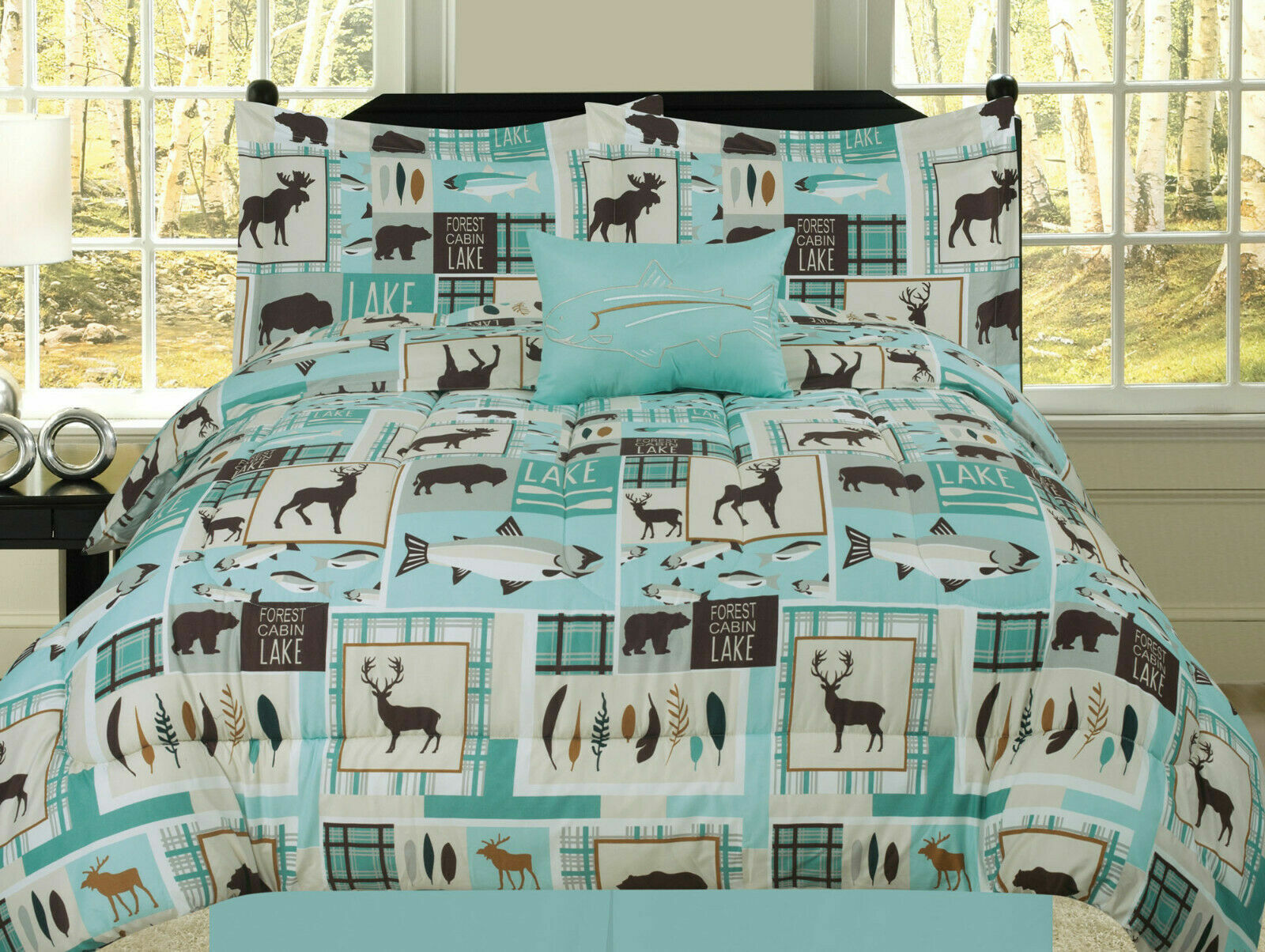 Fishing Lakehouse Cabin Lodge Comforter 