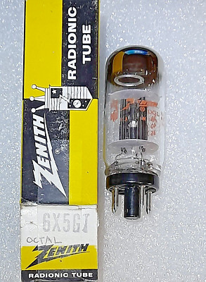 6X5GT Zenith NOS black plate/halo getter Tube, TV-7D Test - will combine ship