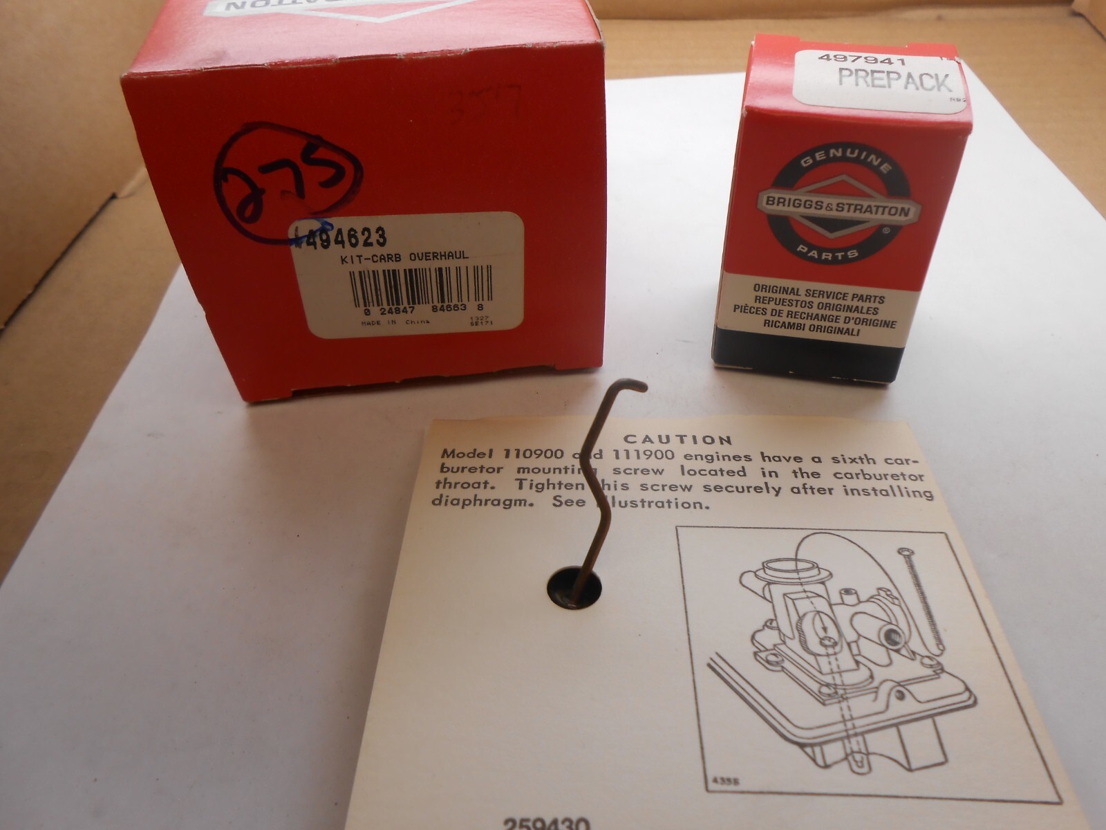 Briggs & Stratton Motor Startet Nicht Briggs+%26+Stratton+Carburetor+Overhaul+Repair+Kit+494623 for sale