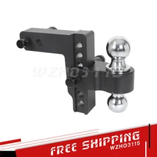 2" Receiver Trailer Hitch 6" Drop Tow Hitch Adjustable Dual Ball Mount 18500lb