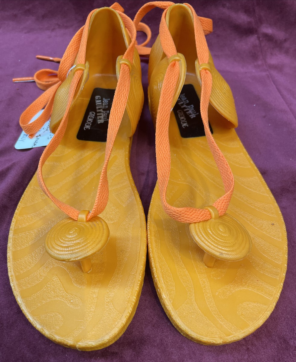 Rare Vintage Men\'s Jean Paul Gaultier Sandals JEAN PAUL GAULTIER Vintage Gold Leather Ankle Wrap  main image 2