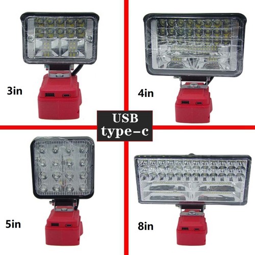 LED Work Light 18V For Milwaukee Battery USB C Workshop Flashlight Torch Camping - Picture 8 of 32