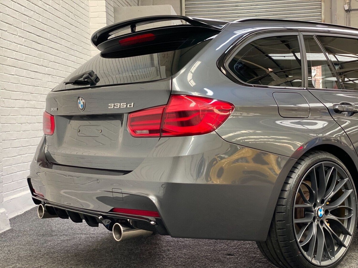 NINTE Rear Diffuser fit for BMW 3 Series F30 F31 M Sport Bumper 2012-2018 2019 Gloss Black Left Single Exhaust Rear Bumper Lip
