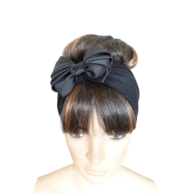 Black Headband. Bow Head Wrap. Cute Handmade Hairband. Bow  display picture 1