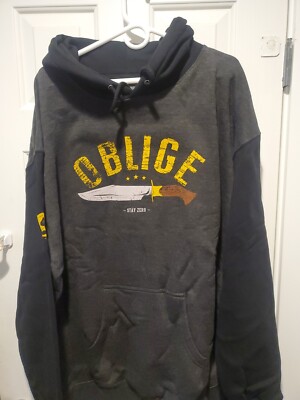 Zero Foxtrot Mens Oblige  Black Charcoal Hooded Sweatshirt Size 3XL