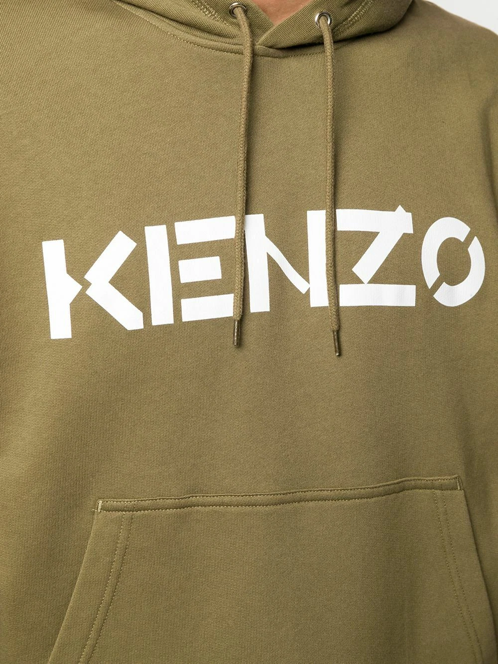 FELPA CON CAPPUCCIO KENZO STAMPA LOGO KAKI "NUOVA CON ETICHETTA"