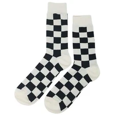 NWT Black White Checker Dress Socks Novelty Men 8-12 Crazy Fun Sockfly