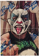 Juego de rompecabezas de 4 cartas firmado por Psycho Clown 2019 Panini Lucha Libre AAA #33 #34 #35 36