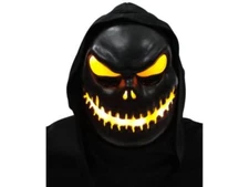 Light-Up Skull Mask Seasonal Visions Halloween Pumpkin Skeleton Black LED Lights