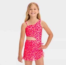 Girls Leopard Spot Printed One Piece Swimsuit Set - Cat Jack - NWT
