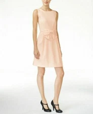 Maison Jules Bow-Detail Fit & Flare Dress~Small~S~NWT~Pearl Blush