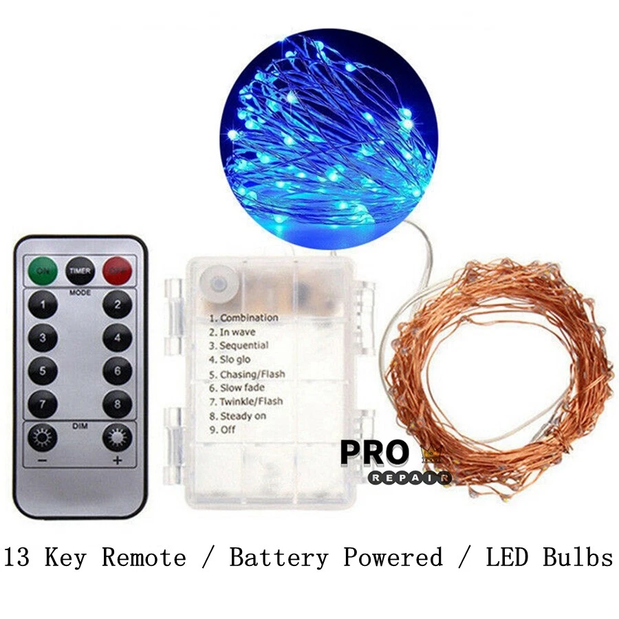 Mini LED Copper Wire String Fairy Lights Battery Operated With Remote Box - Image 2 of 4