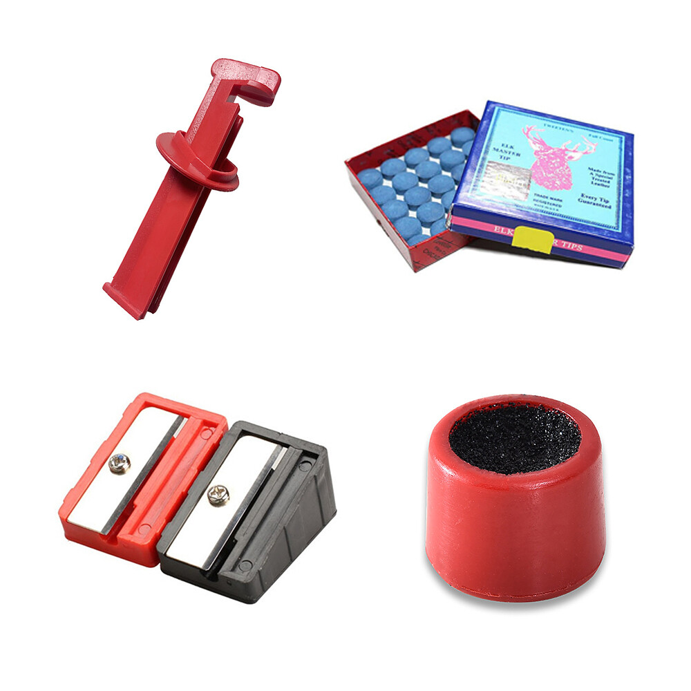 Snooker Cue Tip Repair Kit & Tip Clamp 50 Elk Master Tips 9mm 10mm for