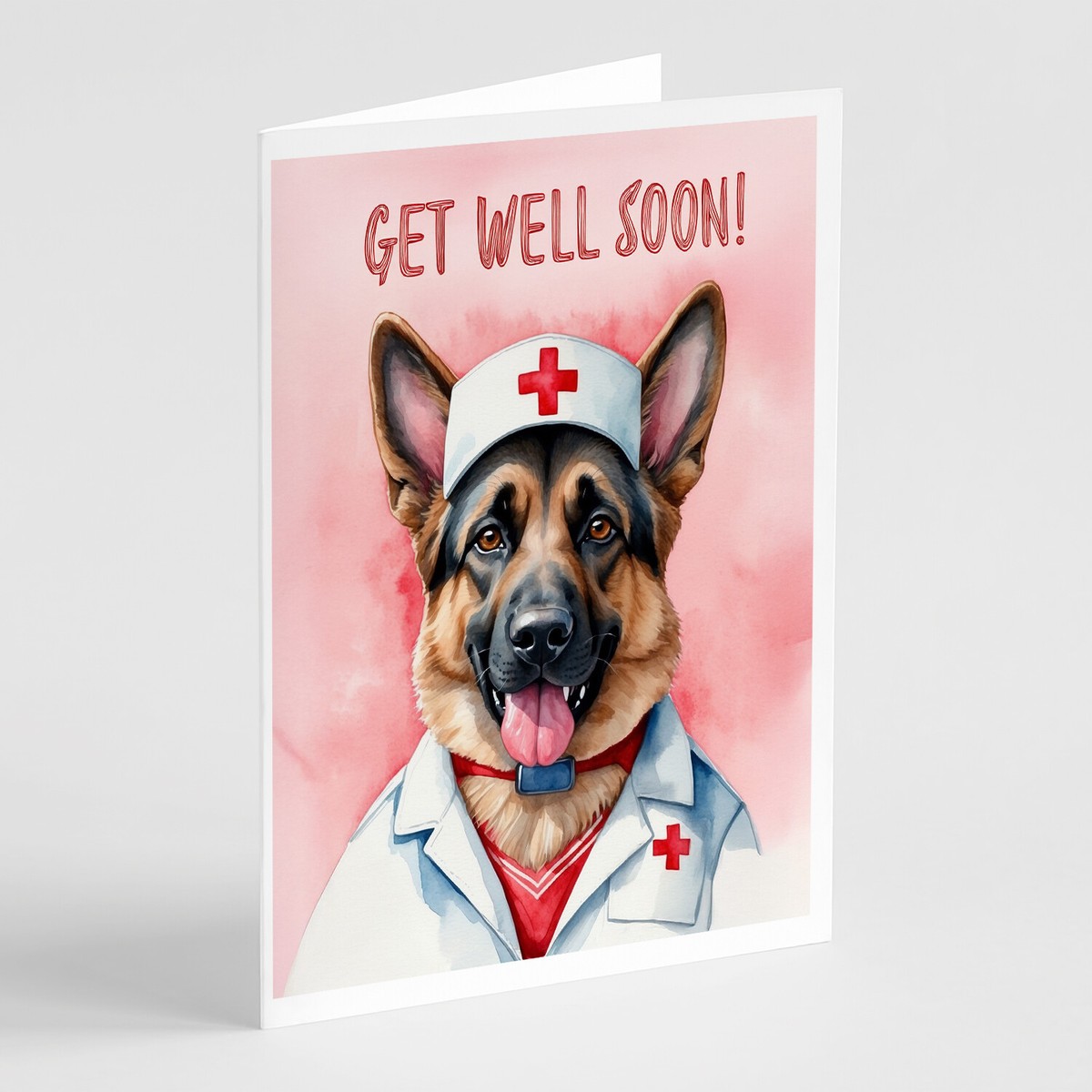 German Shepherd Get Well Soon Greeting Cards Envelopes Pack 8