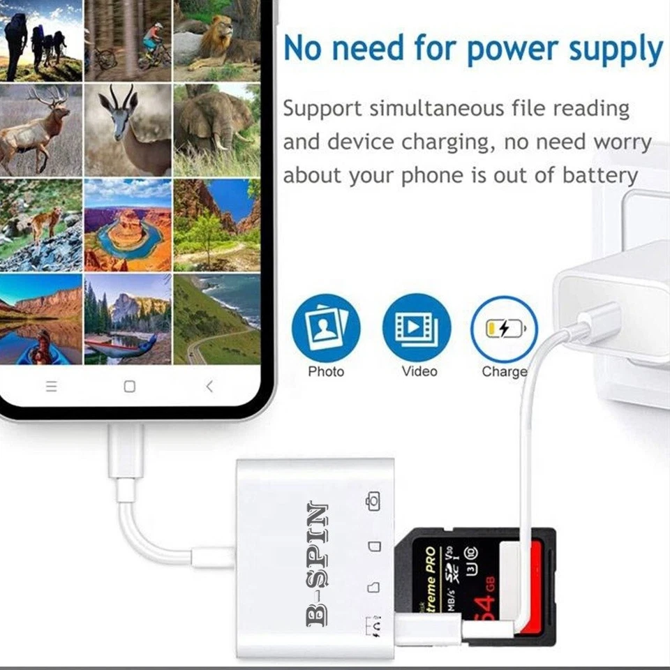 4in1 Type-C OTG Adapter For SD TF Card Reader PD charging USB connector Samsung - image 3 of 4