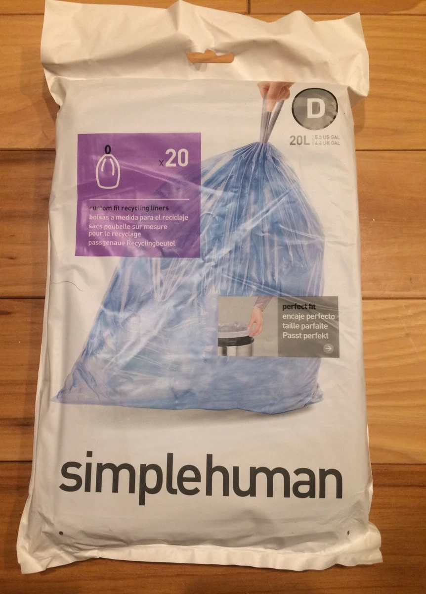 Code A 30 Ct SIMPLEHUMAN Custom Fit Trash Bags Can Liners Refill Size White  Pack