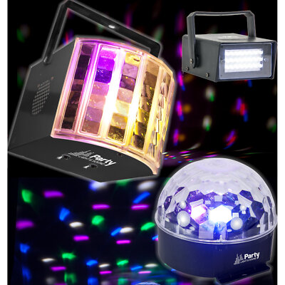 PARTY PARTY-3PACK LED LICHTEFFEKT SET ASTRO DERBY STROBOSKOP EVENT BÜHNE DJ