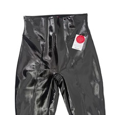 Spanx Faux Leather Shiny Wet Look Black High Rise Leggings Womens Size Small