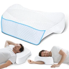 Side Sleeper Pillow with Arm Hole, Upgraded Shoulder Relief System for Neck Pai
