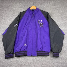 Vintage Apex One Colorado Rockies Puffer Jacket Men's L Purple MLB Zip Baseball