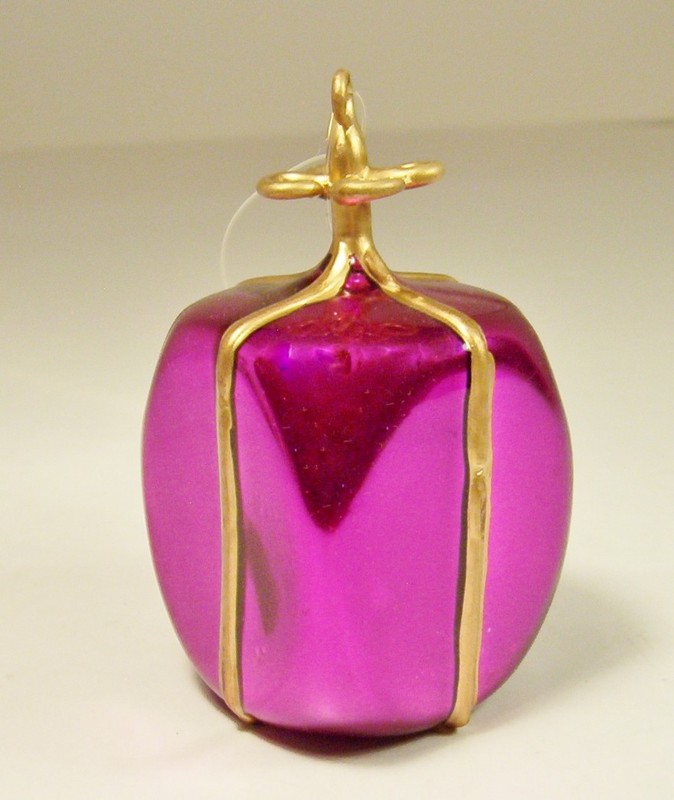 Christmas Ornament Purple Gold Wrapped Gift