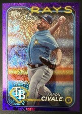 2024 Topps Aaron Civale #170 Purple Holofoil 664/799 Rays