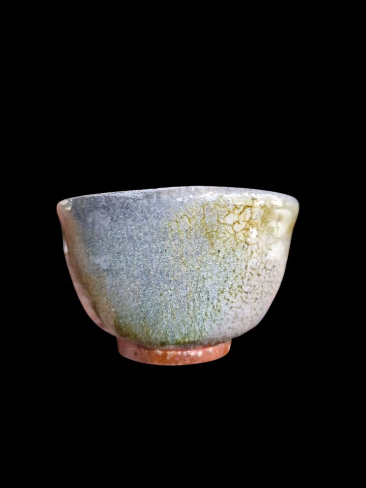 Soda Fired Japanese Shino Chawan Tea Bowl Footed Handmade Ceramic Pottery ART  - Image 2 of 4