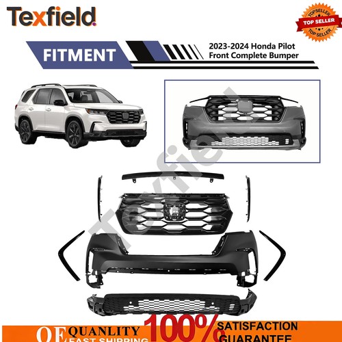 For 2023-2024 Honda Pilot Front Complete Bumper Kit W/ Grille Headlight Trim