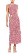 Mac Duggal Pink Embellished Sheath Dress Tea Length 93550 Size 10 NWT