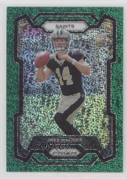 2023 Panini Prizm Rookies Green Sparkle 2/8 Jake Haener #374 Rookie RC 0fo5