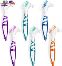 Tashow 6 Pcs Denture Brush Set for False Teeth, Denture Toothbrushes with Double