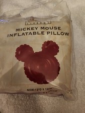 Vintage Walt Disney World At Home Mickey Mouse Inflatable Pillow Red 12"x12"