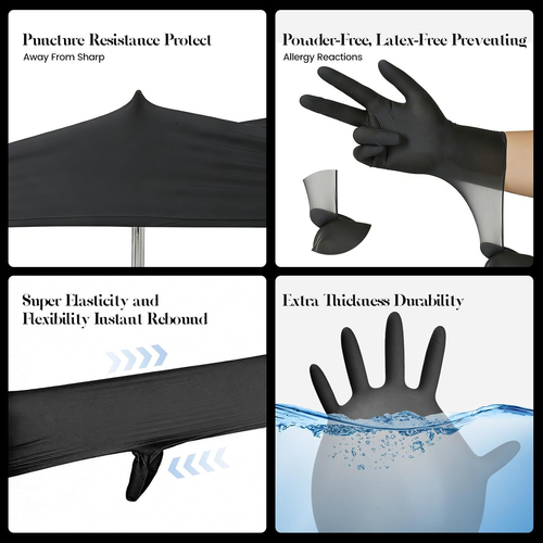 Kids Disposable Gloves for 4-8 Years, 5Mil Small Black Nitrile Gloves for Work, - Foto 3 di 12